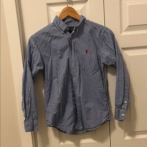 Ralph Lauren Navy and White Checkered Button Down Shirt